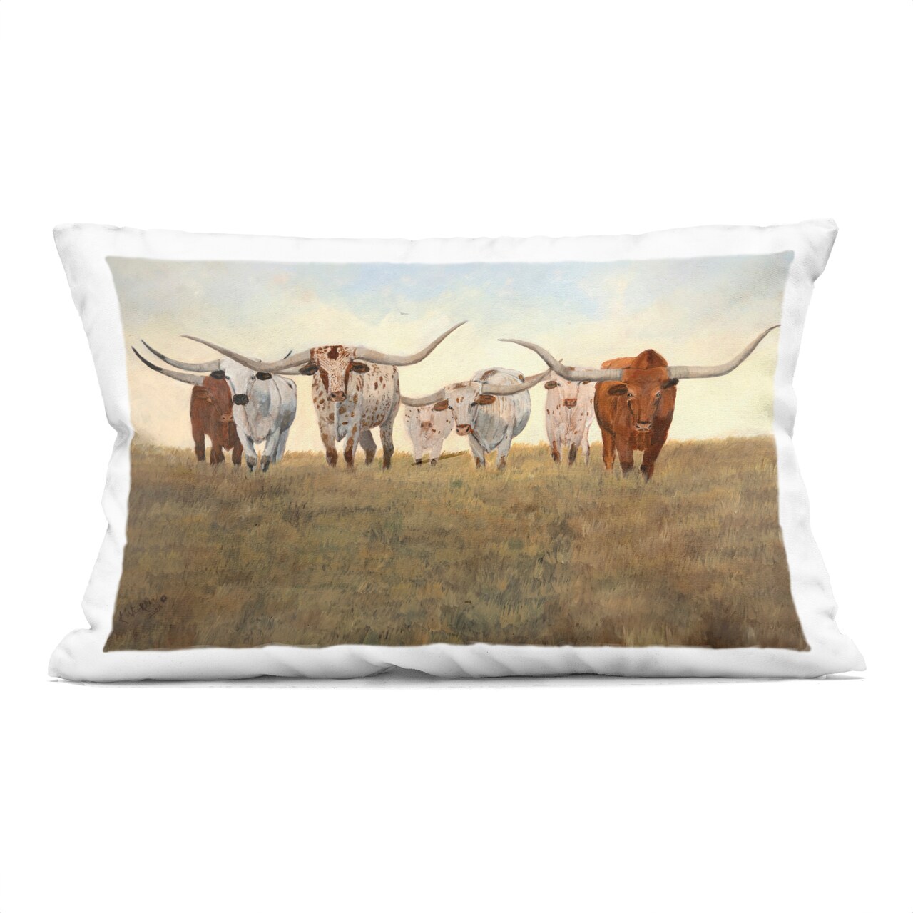 Stupell Industries Family of Longhorn Cattle Decorative Printed Throw Pillow, design by Kathy Winkler , 14 x 7 x 20